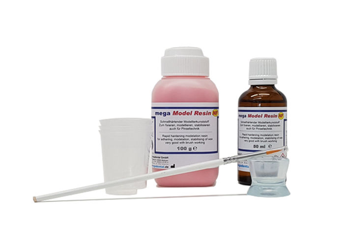 MEGA MODEL RESIN NF – MEGADENTAL Acrílico de modelagem de cura rápida para montar, modelagem, fortalecer, estabilizar, reparar. Muito bom com pincel.
